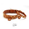 Collare cane GLOBE Vera Pelle Made in Italy - colore cuoio con sfere oro