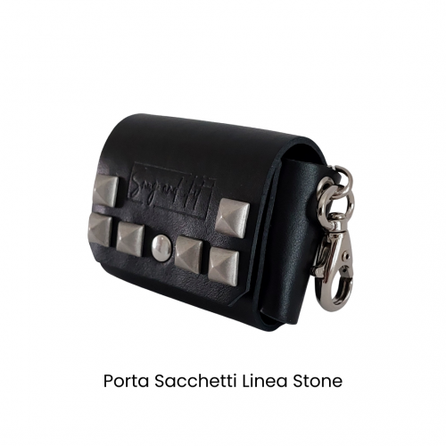 porta sacchetti in vera pelle con borchie, by Snugandfit