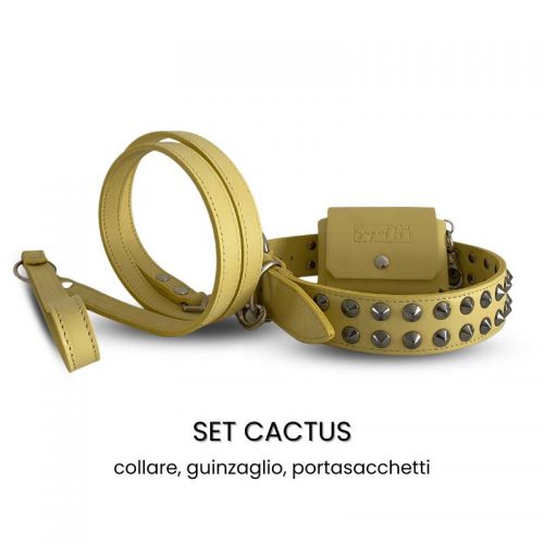 set per cani in vera pelle 3 pz collare guinzaglio portasacchetti by Snugandfit