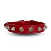 Collare cane in vera pelle CHILI PEPPER - rosso con borchie - immagine 4