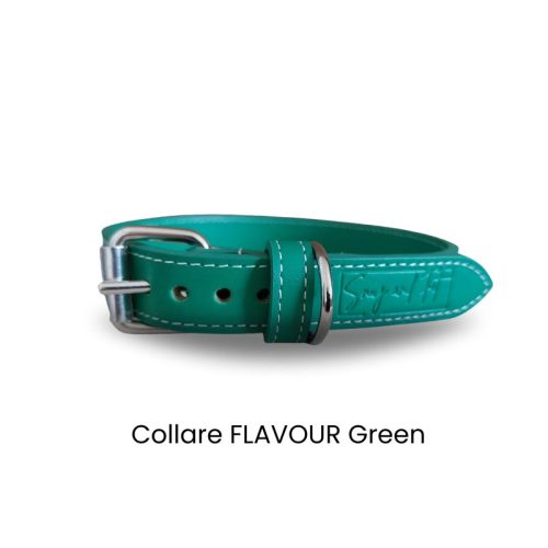 collare cane flavour in vera pelle verde by snugandfit