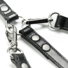 Guinzaglio doppio e triplo Snug&Fit in vera pelle nero con borchie cuore - immagine 2