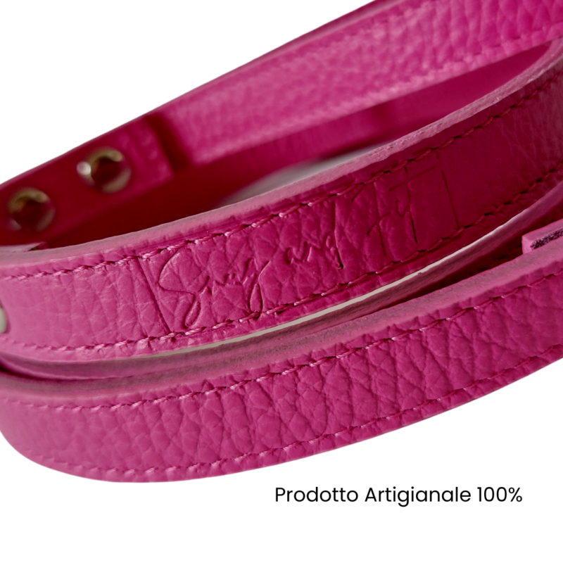 Guinzaglio per cani Snug and Fit in vera pelle fucsia - immagine 3