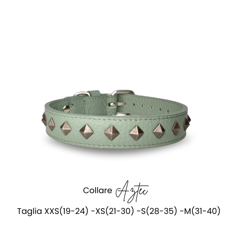 Collare cane AZTEC in vera pelle colore salvia - immagine 3