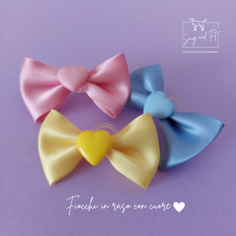 Fiocco cane Snug&Fit - raso con cuore - confezione 3 pz - immagine 2