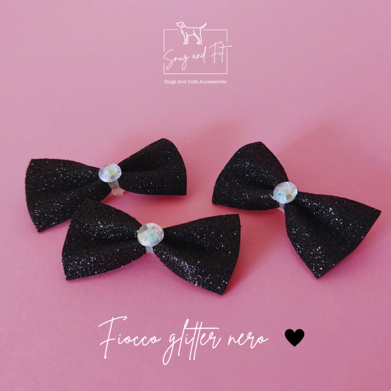 Fiocco cane Snug&Fit - nero glitterato - confezione 3 pz - immagine 2