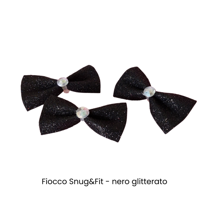Fiocco cane Snug&Fit - nero glitterato - confezione 3 pz