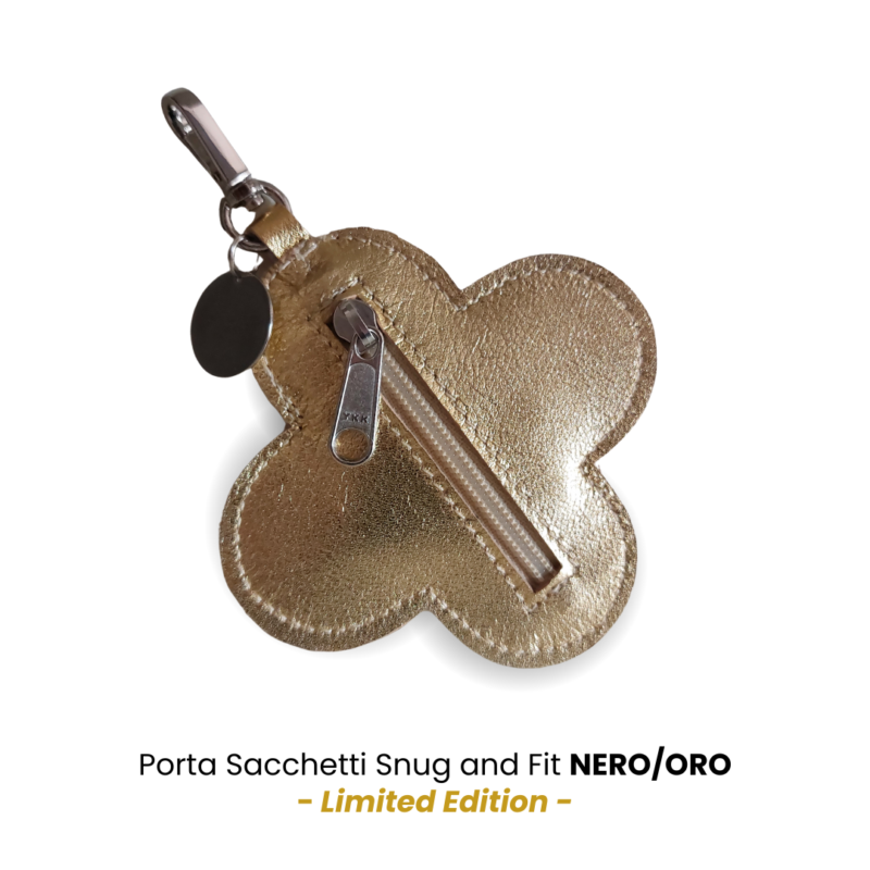Porta Sacchetti Snug&Fit a forma di Fiore in vera pelle Oro - immagine 2