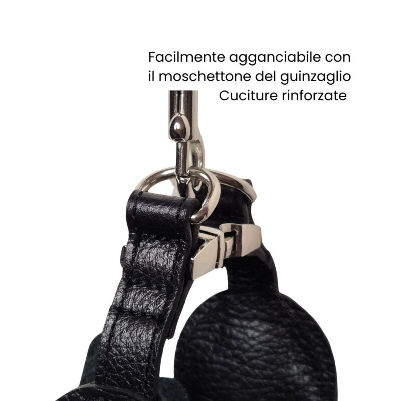Pettorina per cani TRILOGY in vera pelle nera - immagine 3