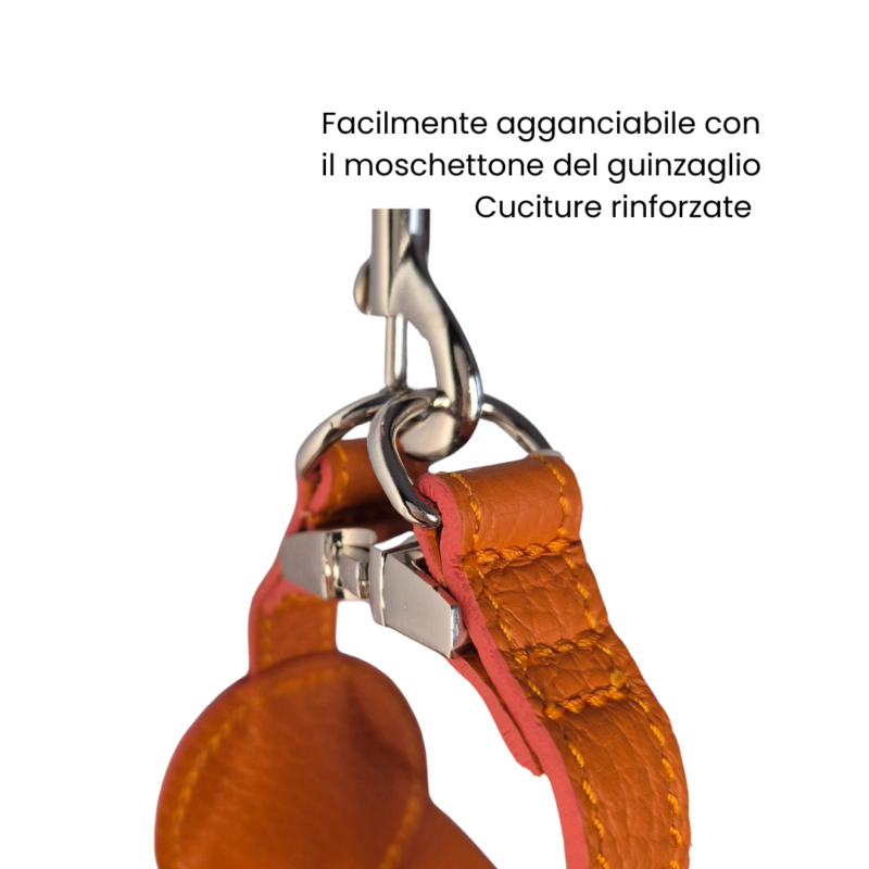 Pettorina per cani TRILOGY in vera pelle arancio - immagine 3