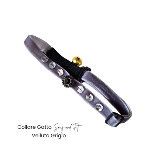 Collare gatto Snug&Fit in velluto - Grigio - Taglia Unica Regolabile