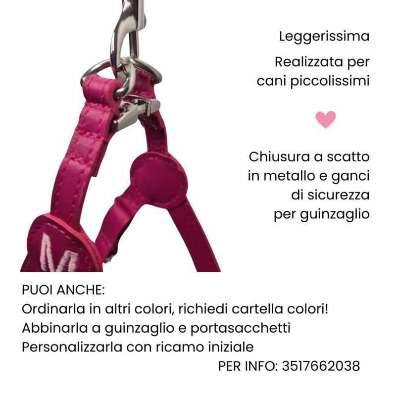 Pettorina per cani e gatti TRILOGY in vera pelle - Taglia MINI - immagine 4