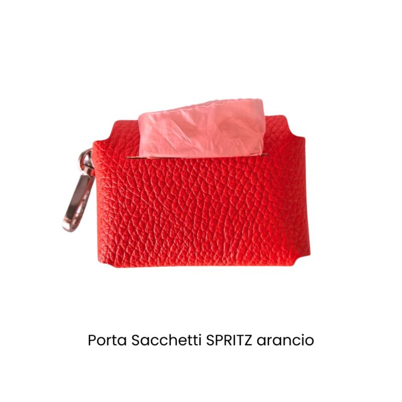 Porta Sacchetti per cani SPRITZ by Snugandfit in vera pelle arancio - immagine 2